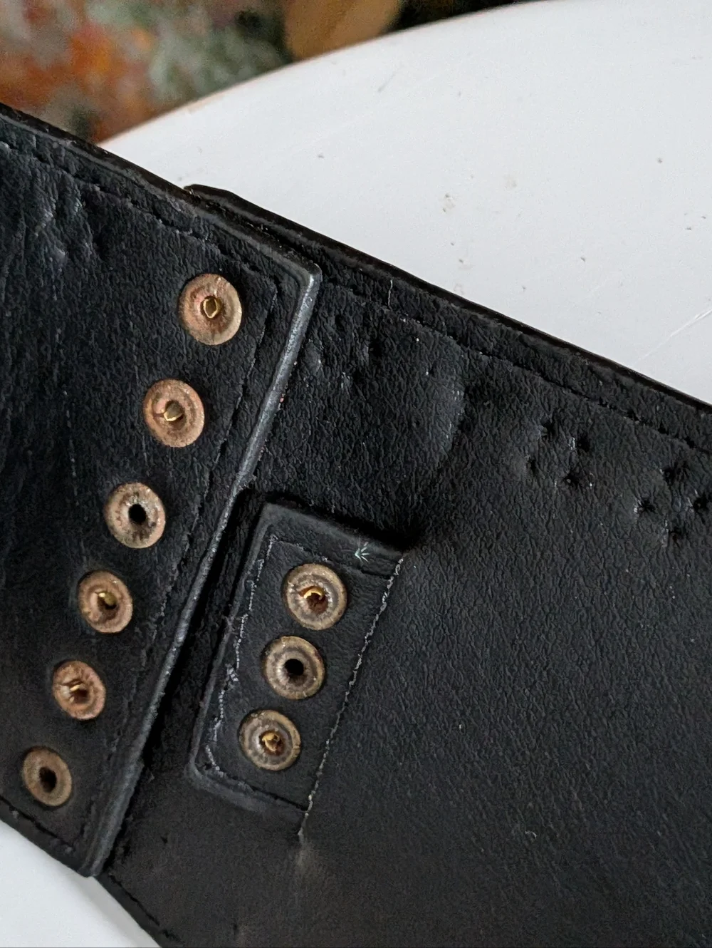 Wide Black Studded Corset Belt Boho Western Statement Leather Waist Belt